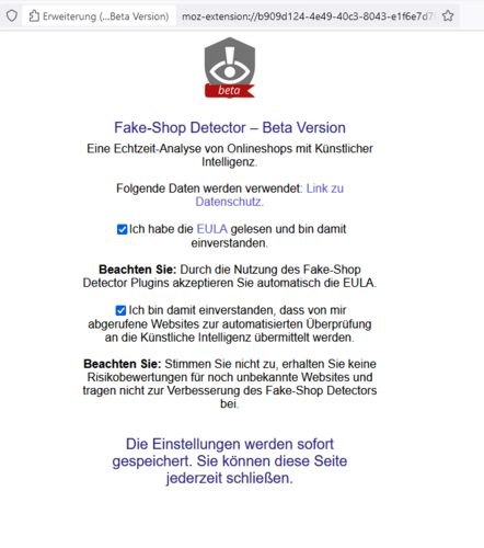 [Translate to English:] Datenschutzbedingungen Fake-Shop Detector